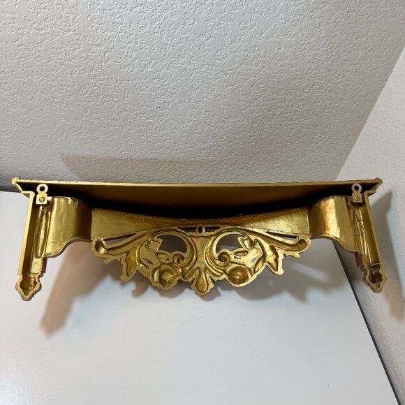 Vtg Dart Ind. Wall Shelf #3056 Gold Ornate Hollywood Regency MCM Roses Gilt USA - Picture 6 of 16